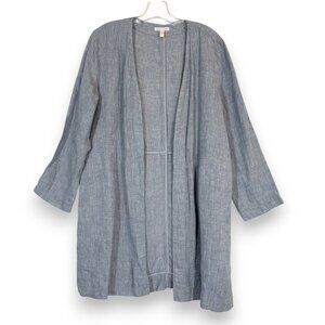 Eileen Fisher Linen Jacket Gray Blue Cardigan Lagenlook Capsule Classic Small